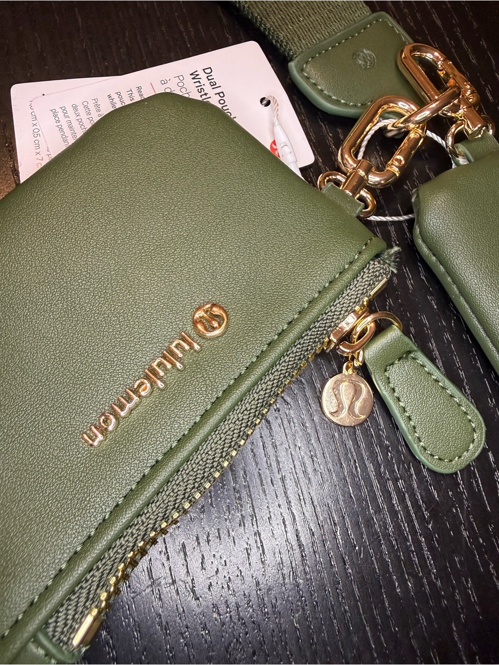 NWT Lululemon Leather Dual Pouch Wristlet 🍋💚 - Picture 3 of 7